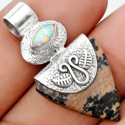 Russian Honey Dendrite Opal & Fire Opal Pendant P-1545 SDP126083