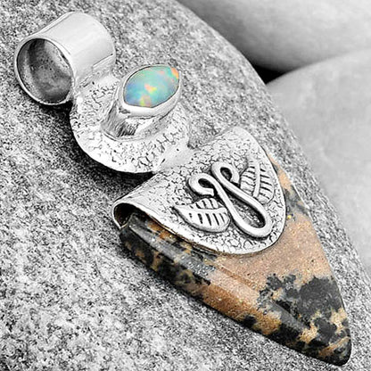 Russian Honey Dendrite Opal & Fire Opal Pendant P-1545 SDP126083