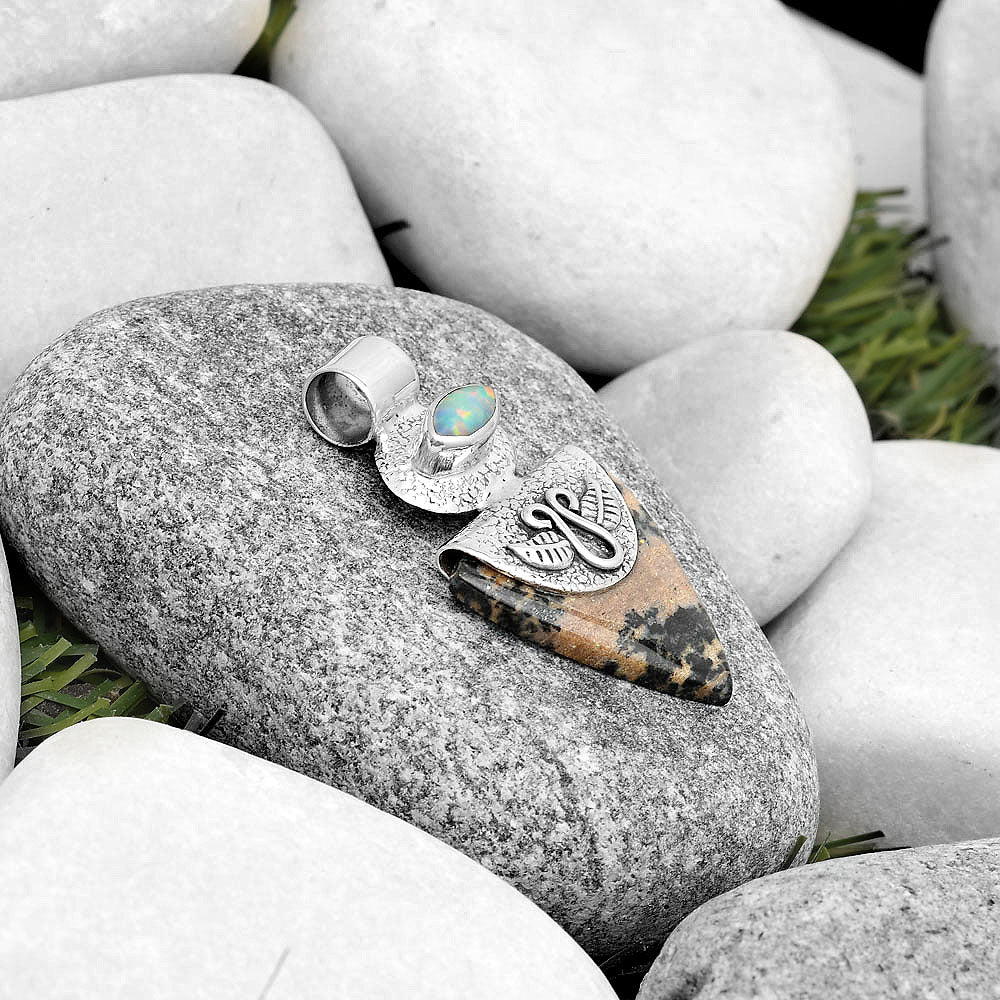 Russian Honey Dendrite Opal & Fire Opal Pendant P-1545 SDP126083