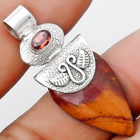 Natural Red Mookaite & Garnet Pendant P-1545 SDP126085