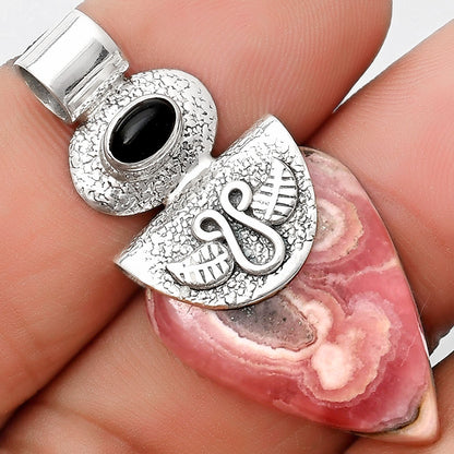 Rhodochrosite Argentina & Black Onyx Pendant P-1545 SDP126087
