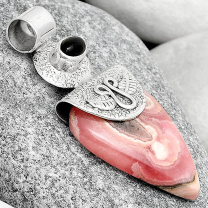 Rhodochrosite Argentina & Black Onyx Pendant P-1545 SDP126087