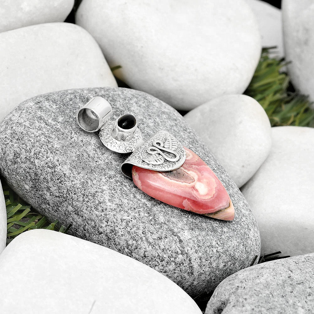 Rhodochrosite Argentina & Black Onyx Pendant P-1545 SDP126087