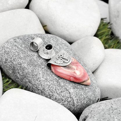 Rhodochrosite Argentina & Black Onyx Pendant P-1545 SDP126087