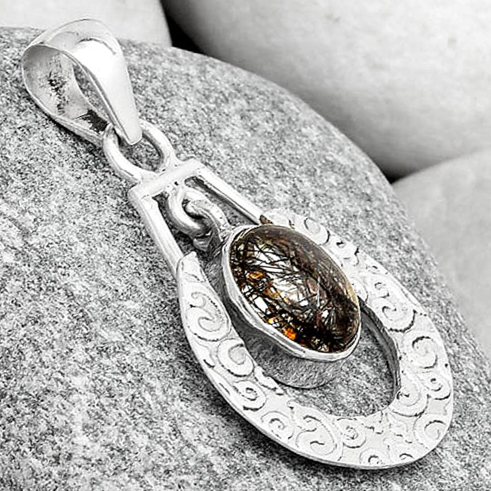 Black Tourmaline In Quartz Shri Lanka Pendant P-1343 SDP126097