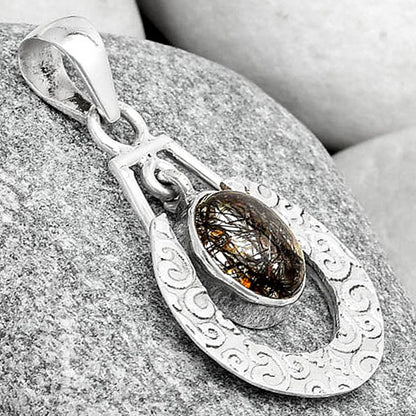 Black Tourmaline In Quartz Shri Lanka Pendant P-1343 SDP126097