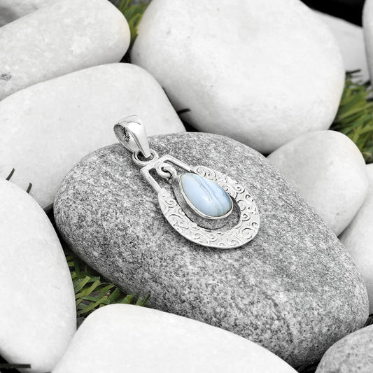 Natural Blue Lace Agate South Africa Pendant P-1343 SDP126102