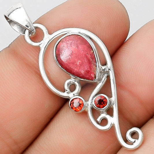Natural Pink Thulite Norway & Garnet Pendant P-1039 SDP126218