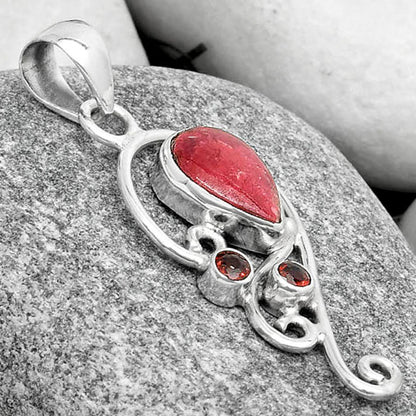Natural Pink Thulite Norway & Garnet Pendant P-1039 SDP126218