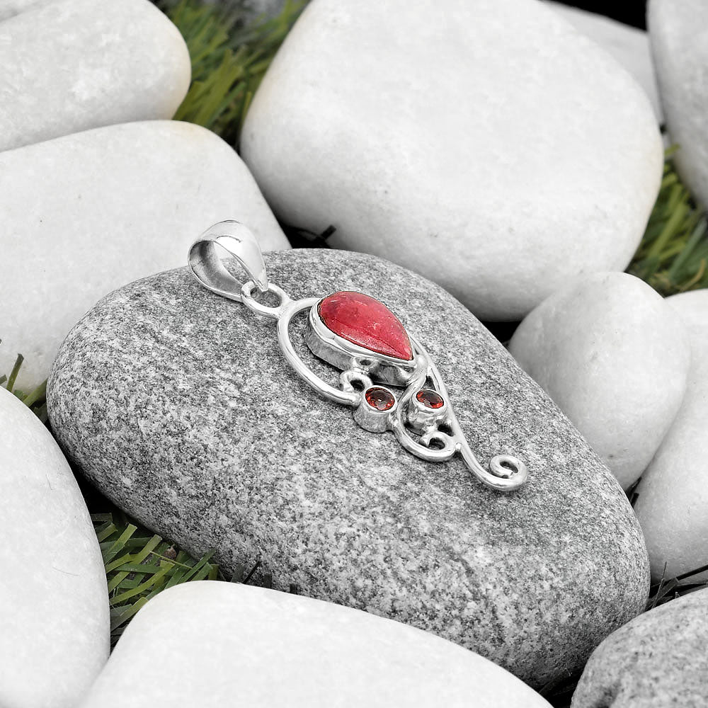 Natural Pink Thulite Norway & Garnet Pendant P-1039 SDP126218