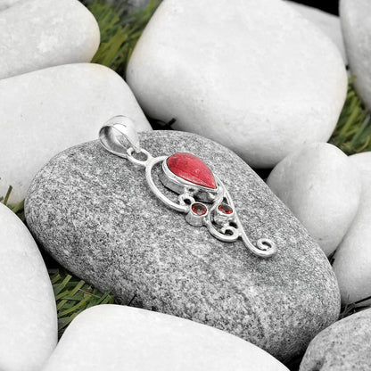 Natural Pink Thulite Norway & Garnet Pendant P-1039 SDP126218