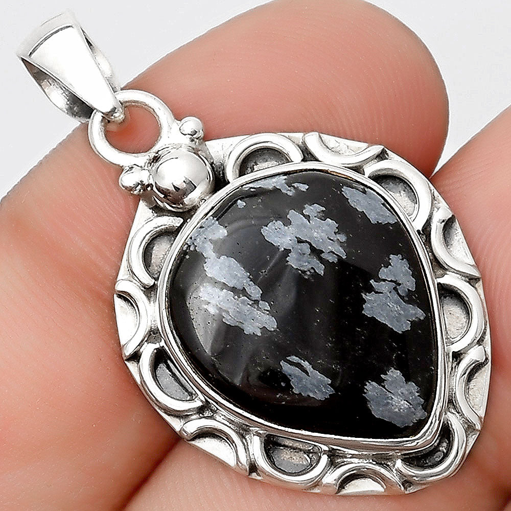 Natural Snow Flake Obsidian Pendant P-1242 SDP126226