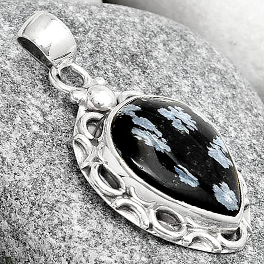 Natural Snow Flake Obsidian Pendant P-1242 SDP126226