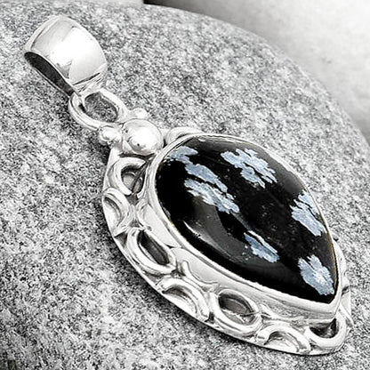 Natural Snow Flake Obsidian Pendant P-1242 SDP126226