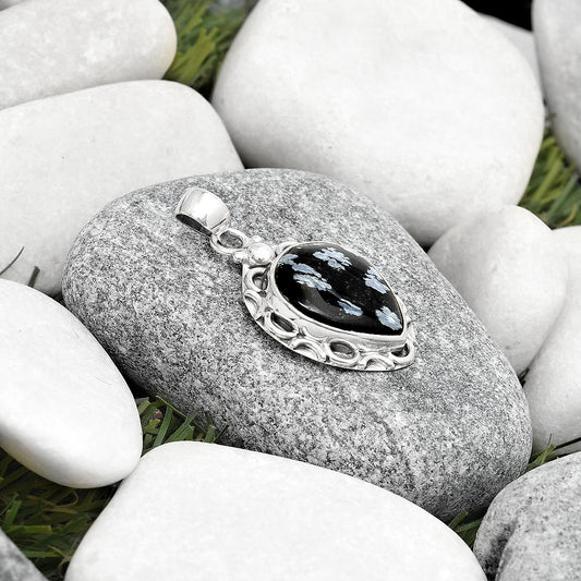Natural Snow Flake Obsidian Pendant P-1242 SDP126226