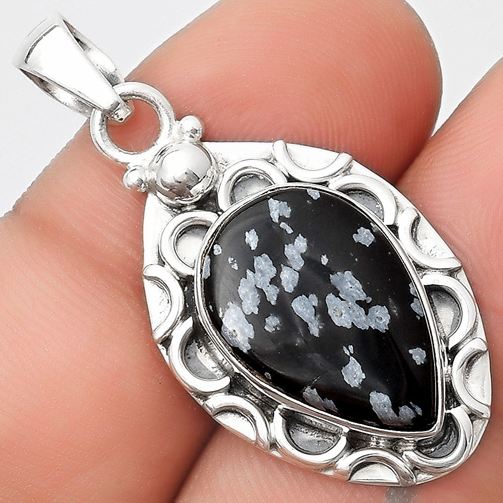 Natural Snow Flake Obsidian Pendant P-1242 SDP126229