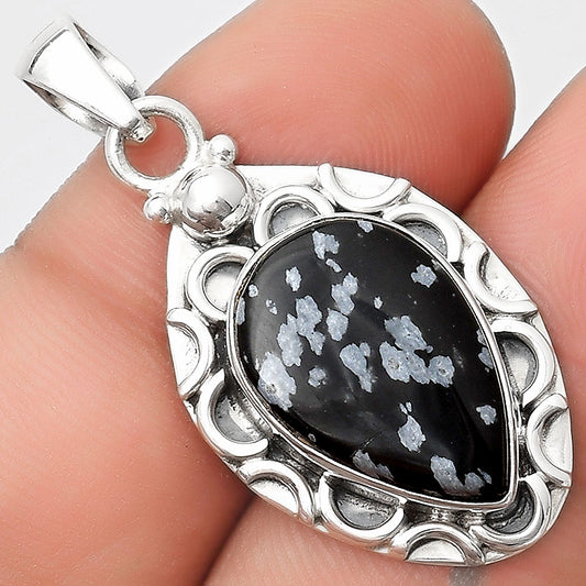 Natural Snow Flake Obsidian Pendant P-1242 SDP126229