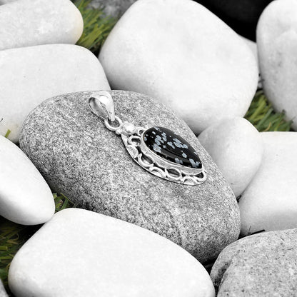 Natural Snow Flake Obsidian Pendant P-1242 SDP126229