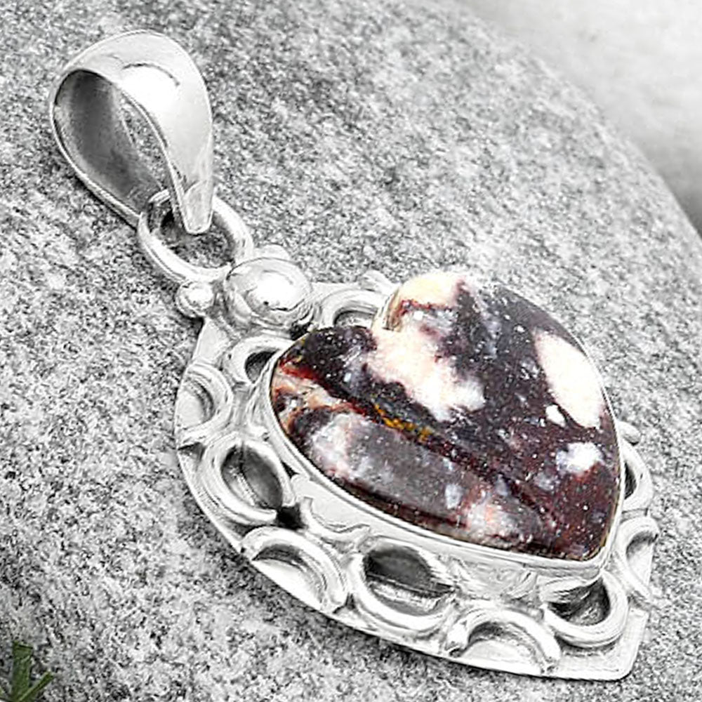 Heart Natural Indian Blanket Jasper Pendant P-1242 SDP126236