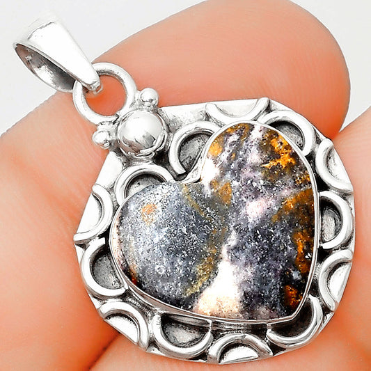Heart Natural Indian Blanket Jasper Pendant P-1242 SDP126253