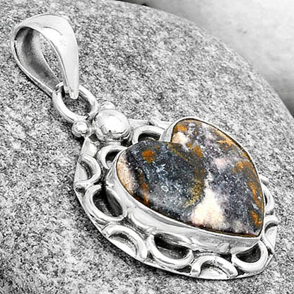 Heart Natural Indian Blanket Jasper Pendant P-1242 SDP126253