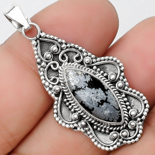 Natural Snow Flake Obsidian Pendant P-1214 SDP126267