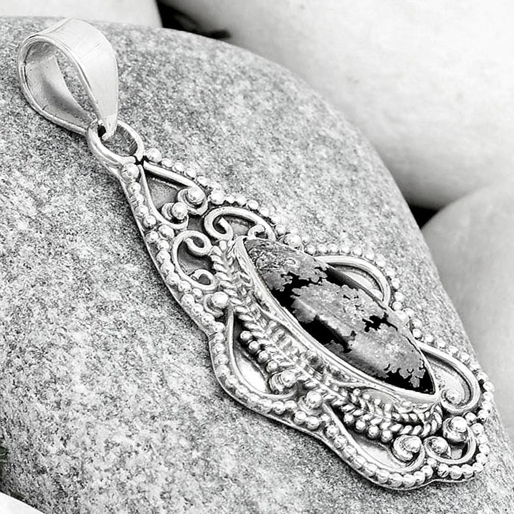 Natural Snow Flake Obsidian Pendant P-1214 SDP126267