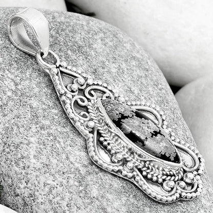Natural Snow Flake Obsidian Pendant P-1214 SDP126267