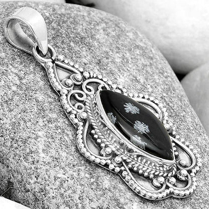 Natural Snow Flake Obsidian Pendant P-1214 SDP126274