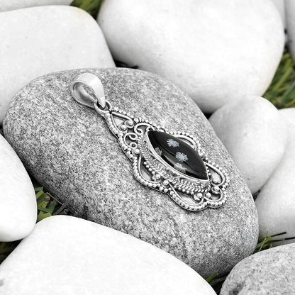 Natural Snow Flake Obsidian Pendant P-1214 SDP126274