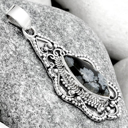 Natural Snow Flake Obsidian Pendant P-1214 SDP126284