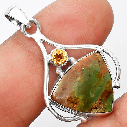 Turkish Rainforest Chrysocolla & Citrine Pendant P-1057 SDP126296