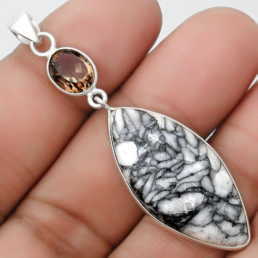Natural Pinolith & Smoky Quartz Pendant P-1098 SDP126318