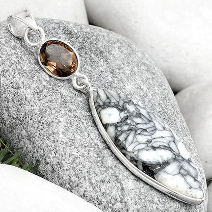 Natural Pinolith & Smoky Quartz Pendant P-1098 SDP126318
