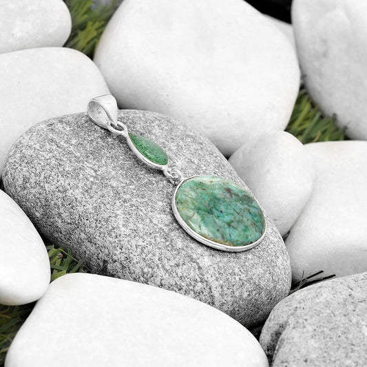 Larsonite Jasper & Green Aventurine Pendant P-1098 SDP126349