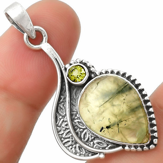 Natural Prehnite & Peridot Pendant P-1467 SDP126503