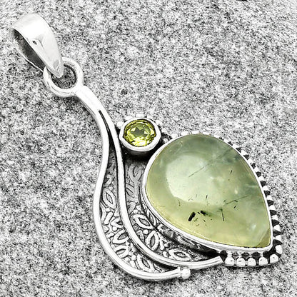 Natural Prehnite & Peridot Pendant P-1467 SDP126503