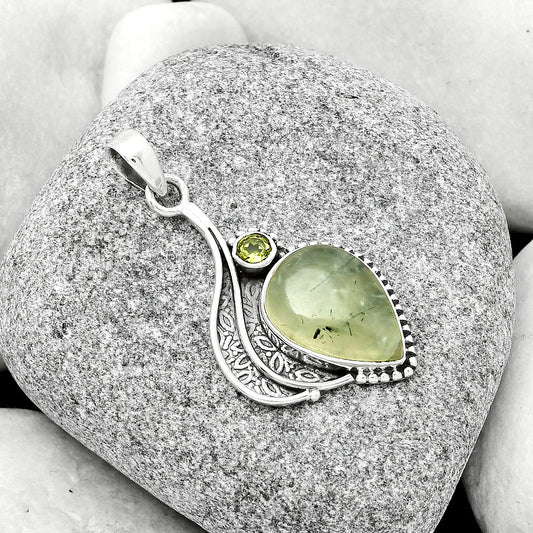 Natural Prehnite & Peridot Pendant P-1467 SDP126503