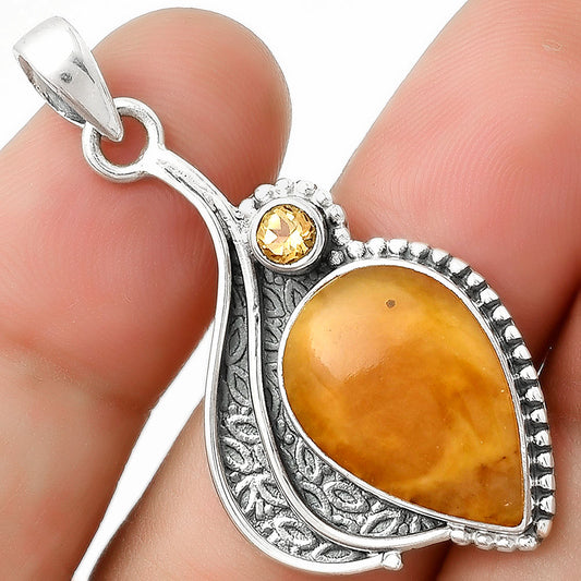 Natural Honey Dendritic Opal & Citrine Pendant P-1467 SDP126505