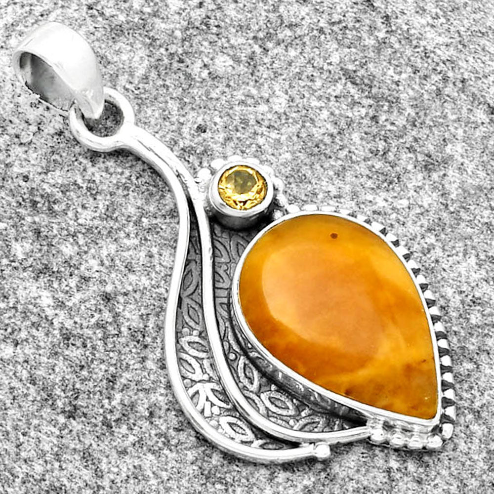 Natural Honey Dendritic Opal & Citrine Pendant P-1467 SDP126505