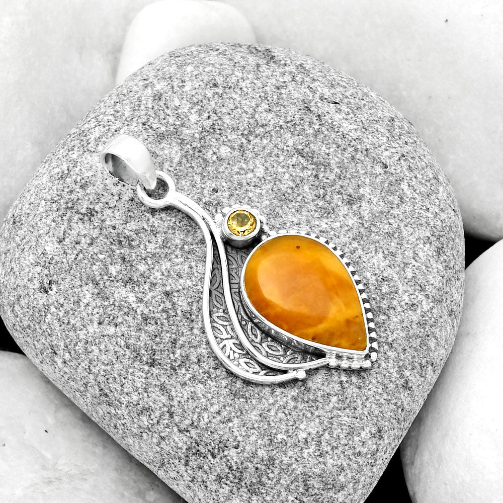 Natural Honey Dendritic Opal & Citrine Pendant P-1467 SDP126505