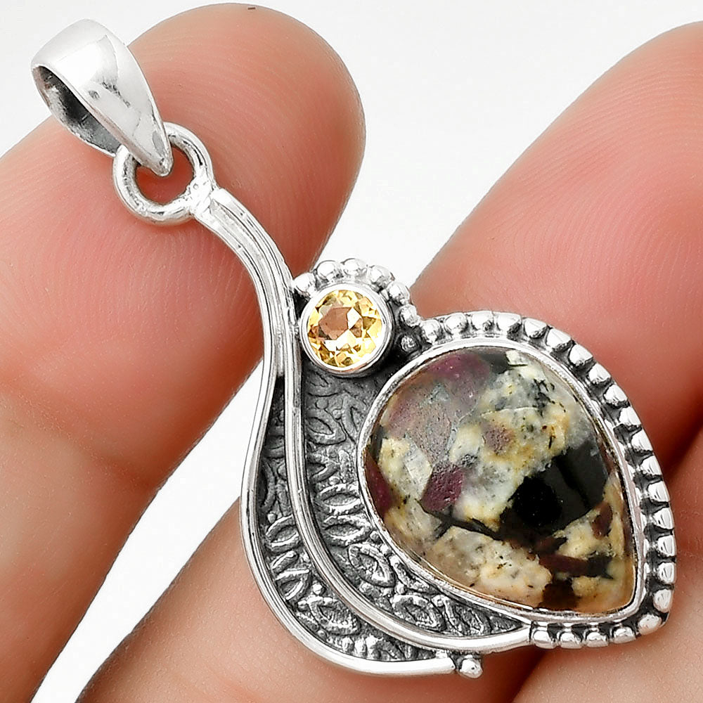 Natural Russian Eudialyte & Citrine Pendant P-1467 SDP126507