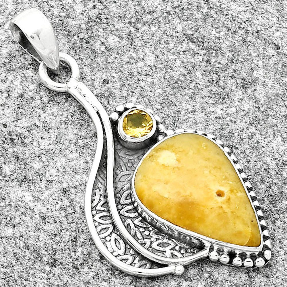 Natural Honey Dendritic Opal & Citrine Pendant P-1467 SDP126510