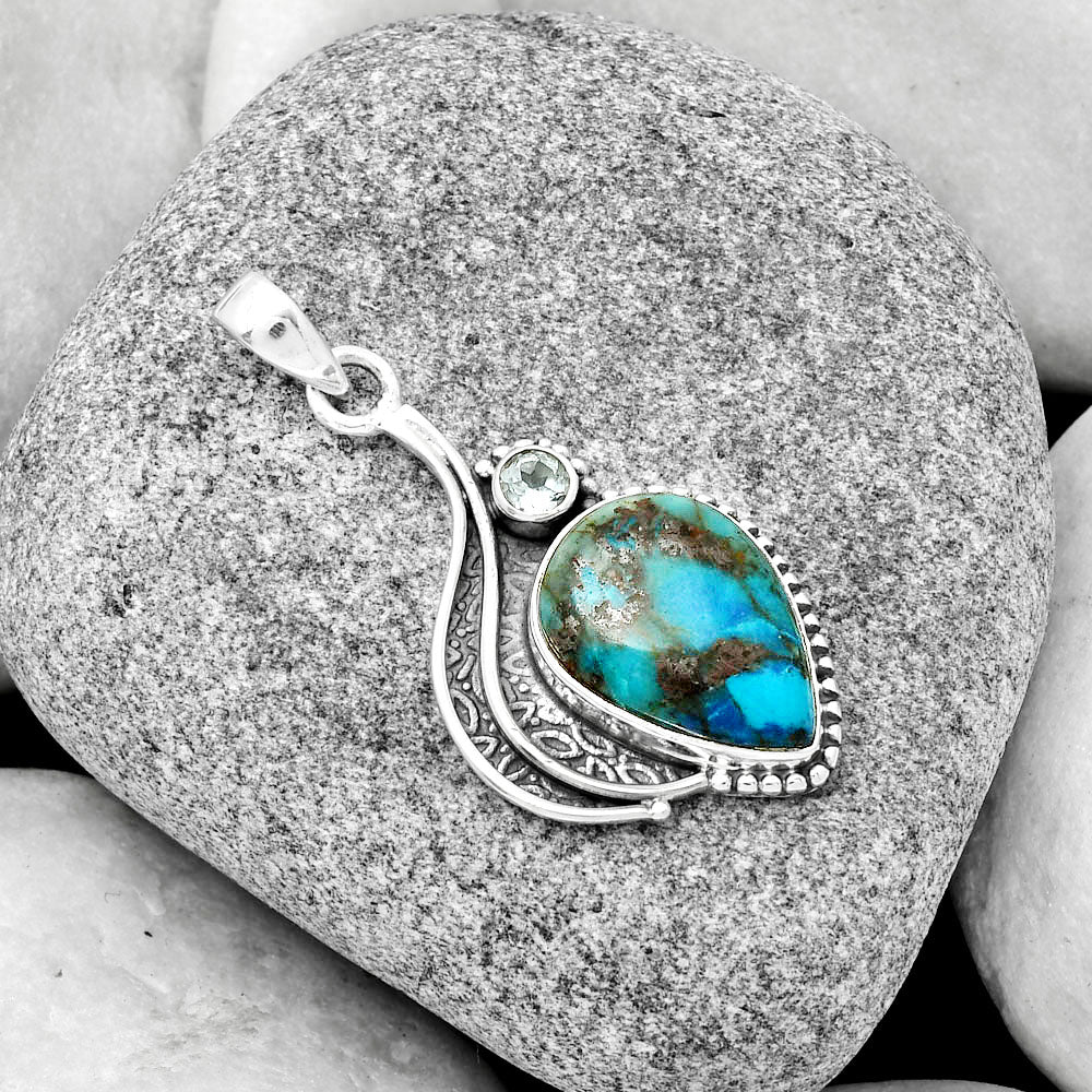 Shattuckite - USA & Sky Blue Topaz Pendant P-1467 SDP126513