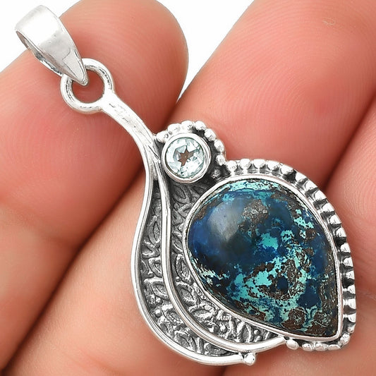 Shattuckite - USA & Sky Blue Topaz Pendant P-1467 SDP126514