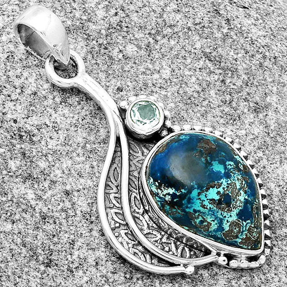 Shattuckite - USA & Sky Blue Topaz Pendant P-1467 SDP126514