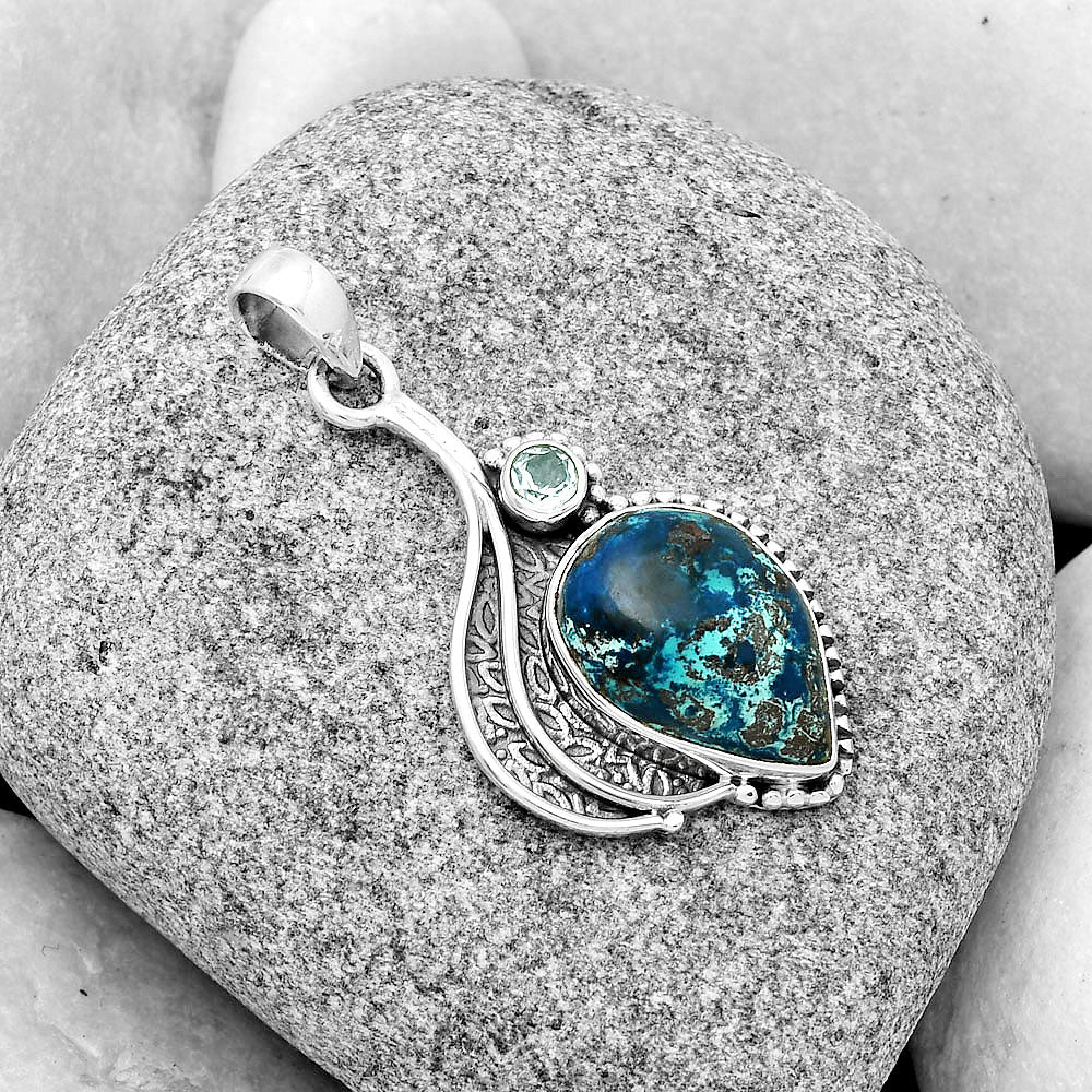 Shattuckite - USA & Sky Blue Topaz Pendant P-1467 SDP126514