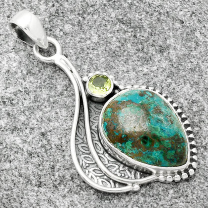 Natural Shattuckite - USA & Peridot Pendant P-1467 SDP126516