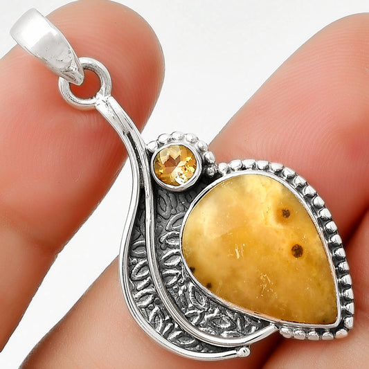 Natural Honey Dendritic Opal & Citrine Pendant P-1467 SDP126517