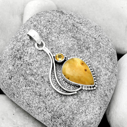 Natural Honey Dendritic Opal & Citrine Pendant P-1467 SDP126517